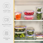 Superio Plastic Food Storage Containers with airtight Lid for Pantry, Fridge- BPA Free, Leakproof Sealed Container- Microwave, Dishwasher and Freezer Safe, Clear (20 Cup- 4 Pack)