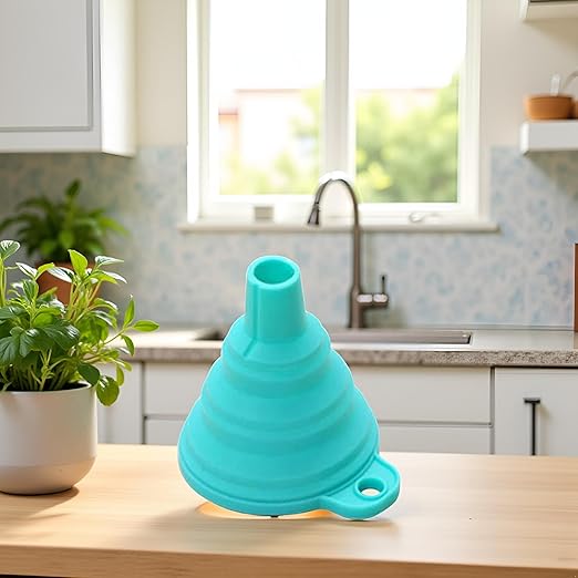 Blue Collapsible Funnel Silicone Material Large Diameter Long Neck Leakage Funnels for Water Liquid Protein Powder Transfer Specialty Tools and Gadgets