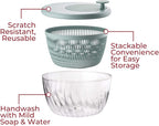 GUZZINI 10" Salad Spinner with Lid - White, Wash, Spin & Dry Vegetables, Fruits, Salad, Built in Draining - Fruit Washer Fruit Dryer, Home Gadgets & Kitchen Tools