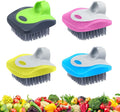 Aodaer 4 Pieces Vegetable Brush Potato Scrubber Brush Silicone Hard and Soft Side Fruit Cleaning Tools for Delicate or Tough-Skinned Vegetables