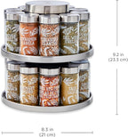 Kamenstein 20 Jar Revolving Spice Rack with Integrated Tool Caddy, Brushed Stainless Steel with Stainless Steel Caps