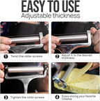 Zulay Kitchen Stainless Steel Wire Cheese Slicer - Adjustable Hand Held Cheese Cutter with 2 Extra Wires - Premium Cheese Shaver for Mozzarella, Cheddar, Gruyere - Cheese Cutter with Wire (Silver)