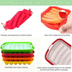 2 Pcs Silicone Sausage Mold with a Set of Silicone Brush Spatula and 25x Pastry Bags,Non-Stick Hot Dog Bun Pan,DIY Handmade Ham Sausage,Hot Dogs Baking Mold for Children's Food with Lid(Red,Green)