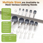 16PCS Measuring Cups and Spoons Set, Measuring Spoon Set with Metric and US Measurements, Fits for Measuring Dry and Liquid (Grey)