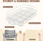 Vinino 8-Piece Baking Pans Set Nonstick, Bakeware Set includes Silicone Muffin, Loaf, Cake Pans with Metal Reinforced Frame, and Carbon Steel Roasting Pan, Cookie Sheet, Cooling rack for Oven-Cream
