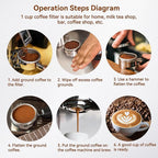 1PCS 51mm 2 Cups Portafilter Filter Basket, Stainless Steel Pressurized Mesh Coffee Filters Bottomless Portafilter Coffee Machines Accessories for Semi-Automatic Coffee Machine Series(Double Cup)