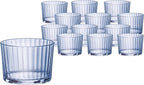 Bormioli Rocco Exclusiva Rum Glasses, Set of 12-7.25 Oz. Sapphire Blue Small Tumblers with Laser-Cut Rim & Shock-Enhanced Edge - Compact Star Glass Cups for Spirits & Mixed Drinks - Italian Made