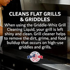 Griddle-Whiz Grill & Griddle Cleaner (4-Pack) | Removes Grease, Food Residue, Burnt On Organics | High Heat Flat Top Grill Cleaner, Food Contact Surface | Non-Caustic Formula by FryOilSaver (32oz)
