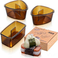 3PCS Clear Amber Onigiri Rice Ball Mold Maker Kit, Musubi Press, Triangle Sushi Press for Kid Lunch Bento, Non-stick, BPA-Free