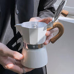 MORDEN MS Moka Pot - Stovetop Espresso Maker 3 Cup/5 OZ Italian Coffee Maker Camping Coffee Pot Manual Cuban Coffee Percolator for Cappuccino or Latte - White