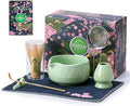 Buucup Matcha Whisk Set, Ceramic Matcha Kit Set Includes Matcha Bowl, Matcha Whisk and Holder, Bamboo Scoop, Scoop Rest, Sifter and Tea Towel - 7 Pcs Matcha Kit for Matcha Lovers (Green)