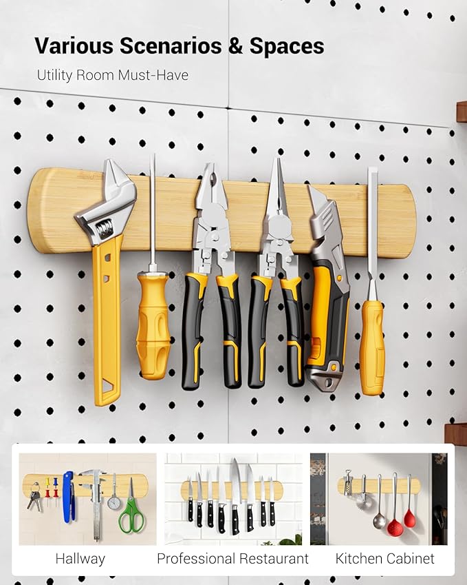 Swaitee Magnetic Knife Holder for Wall, 12 Inch Bamboo Strong Magnetic Knife Strip, Small Kitchen Storage Space Savers, Rv Apartment Farmhouse Accessories Organizer, Housewarming Gifts for New Home
