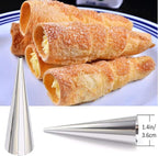 10 Pack Croissant Baking Forms 5 Inch + 10 Pack 5 Inch Cannoli Tube Moulds Kit, with Blue Pastry Bags Reusable, Cleaning Brush and Quality long Cream Icing Piping Tip for DIY Croissant Rolls