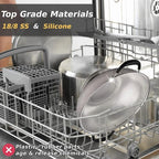 5 Qt Colander 18/8 Stainless Steel Colander Silicone Handle Easy Grip Micro-Perforated Strainer Heavy Duty and Self-draining Solid Ring Base BPA Free Dishwasher Safe - Black