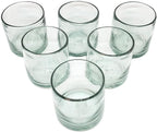 Clear Blown 8 oz DOF Rocks Glasses (set of 6) - Hand Blown Mexican Glassware Recycled Glass Drinking Glasses for Water, Juice, Margarita, Cocktails & Whiskey, Toxin Free