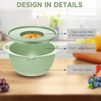 4-1 Strainer with Bowl & Spoons Set - Strainers and Colanders - Colanders for kitchen(Patented) - Pasta Strainer with Upgraded Graters & Spoons for Fruit Veggie Kitchen Essentials, Green