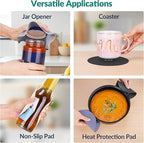 NIHOME Silicone Jar Opener – 6 Inch Large Anti-Slip Grip Pads, Premium 100% Food-Grade Silicone, Stylish Designer Colors, Multi-Purpose Heat-Resistant Mat & Coaster, Set of 4