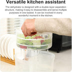 Salad Spinner,Vegetables Fruits Wash Bowl Large Capacity BPA Free Double Layer Detachable Manual Lettuce Spinner,Fruit and Vegetable Washer,Spin and Dry Salad Greens (Blue)