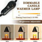 Modern Candle Warmer Lamp with Timer, Black Candle Lamp Warmer for Jar Candles, Birthday Gifts for Men, Dad, Women, Mom, Adjustable Metal Candle Lamp Dimmable, Vintage Home Decor