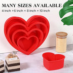 8 Inch Silicone Heart Shaped Cake Pans Small Heart Cake Pan Set Nonstick Silicone Heart Molds for Baking (2 Pcs, Red)