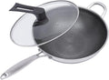 12in Woks & Stir Fry Pans Wok Pan with Lid, No Chemical Coated Chinese Woks for Electric, Induction,Gas Stoves