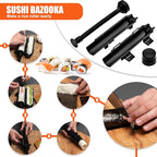 SmileTools Sushi Making Kit, Sushi Roller, Sushi Bazooka, Sushi Maker, Bamboo Sushi Rolling Mat for Beginners (Black)