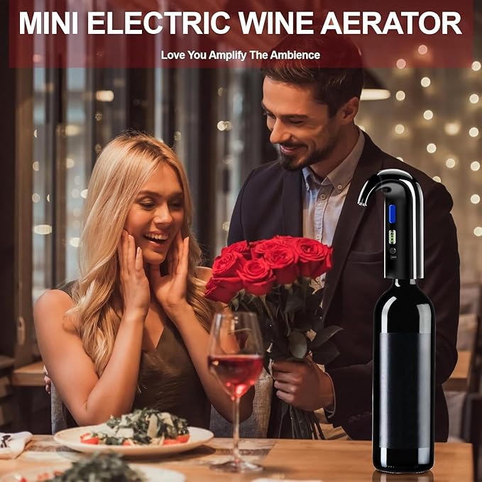 Electric Wine Aerator Dispenser Set – Automatic Wine Decanter & Pourer with LED Display, 200ml Smart Pour Control, Rechargeable Wine Pump & Stopper, Perfect Christmas Gifts for Wine Lovers