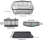 TQVAI Kitchen Dish Drainer Rack with Drying Board and Full-Mesh Silverware Utensils Holder, Black