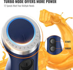 KOIOS 5-in-1 Hand Immersion Blender, 12 Speed Adjustable Emulsifier Handheld Blender, 1000W Copper Motor Stainless Steel Blade Hand Mixer with attachments, Blue