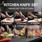 Knife Set, 6 Pieces Kitchen Knives Set with Anti-Rust Coating & Ergonomic Handles, Lightweight, Dishwasher Safe stainless steel Knife, Gift for Kitchen Enthusiasts, Family Chef(Phoenix Tail)
