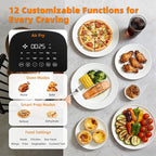 CARORI 6QT Air Fryer with Viewing Window, 12 Cooking Presets, 1700W Fast & Even Cooking, Max 400℉ Crisping, Bake, Roast, Reheat & Dehydrate, Large Nonstick Basket, Dishwasher Safe, Gray