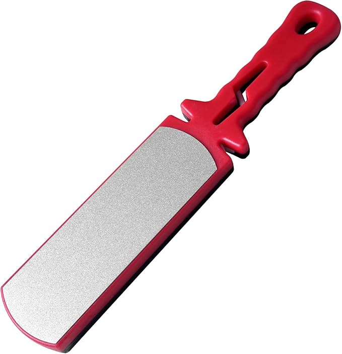 Diamond Sharpening Stone,400/1000 Grit Handheld Double-Sided Diamond Sharpener 5 in 1 Honeycomb Surface Knife Sharpener Plate Whetstone with Ceramic & Tungsten Steel Scissor Slot,Red