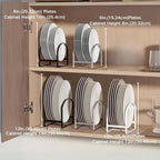 2 Pack Kitchen Plate Holder Organizer for Cabinet Space Saver Dinner Dish Storage Rack Upright Dish Drying Racks Metal Plate Dish Racks Stand for Cupboard and Countertop Rustproof Large White