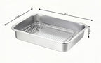 Stainless Steel Sturdy Roasting Pan with Cooling Rack – Oven, Toaster & Grill Safe, Deep Edge, Smooth Finish, Dishwasher Safe – Perfect for Turkey, Chicken, BBQ (14x10.4x2.8in)