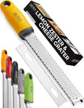 Orblue Lemon Zester & Cheese Grater - Premium Citrus Zester, Kitchen Grater for Parmesan, Chocolate, Fruits, Vegetables, Ginger, Garlic, Nutmeg - Stainless Steel Blades with Protective Cover, Yellow