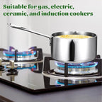 18/10 Stainless Steel Butter Warmer Measuring Pan, 0.5 Quart Small Sauce Pan with Dual Pour Spout, 17OZ/500ml Coffee Milk Chocolate Butter Melting Pot