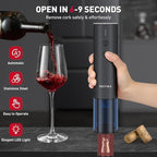 Secura Stainless Steel Electric Wine Opener, Rechargeable Automatic Home Wine Bottle Opener with Foil Cutter & Charging Cable, Reusable Corkscrew Wine Opener Electric for Wine Lovers, Black