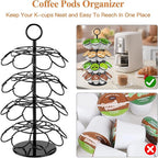 KIMIUP Coffee Pod Holder, K Cup Organizer Compatible with K-Cups(36 Pods), Kitchen Detachable Coffee Pod Organizer for Countertop, Spins 360-Degrees