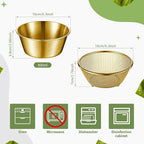 Baderke 2 Pcs Mini Colander & Food Strainer 304 Stainless Steel Small Mixing Colanders Bowl Rice Strainer for Kitchen Cooking Fruit Washing Vegetable (6.3 x 2.76 Inches,Gold)