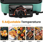 TeqHome 1500W Electric Indoor Grill,2 in 1 Smokeless Raclette Table Grill for Kitchen,Barbecue Korean BBQ Grill with Grill Net,Non-Stick Cooking Removable Plate & 5 Temperature Control，Dishwasher Safe