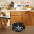 Tortilla Pan Set - 4pcs Non-Stick Carbon Steel Taco Salad Bowl Makers Tortilla Shell Pans, Tostada Bake Taco Shells, Flower-shaped Baking Mold Kitchen(Black 4pcs) (16.5x 7.5x 6cm)
