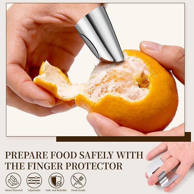 SEWACC 3pcs Finger Guards for Cutting Food Stainless Steel Finger Protectors for Kitchen Cutting Tools Vegetable Cutting