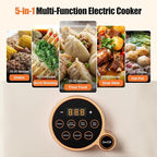 Kawu 16 Quart Food Steamer for Cooking, 4-Tier Electric Vegetable Steamer Hot Pot with Stainless Steel Tray, 1100W Fast Heating, 12H Timer, Keep Warm, Digital Steam Cooker for Grains, Meat & Sea Food