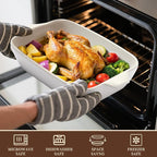Bakeware Casserole Oven Dishes Baking - 3pcs Ceramic Rectangular Oven Serving Sets,（10.3/12.4/14.7）Stoneware Cookware Pan, Porcelain White Thanksgiving Ware for Cooking Lasagna (Green)