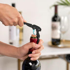 True Truetap Double Hinged Waiter's Corkscrew Wine Opener, Stainless Steel Wine Bottle Opener with Built In Foil Cutter, Home Bar Tools, Bar Cart Accessories, Wedding Gifts, Set of 1, Black Blue