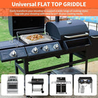 Stainless Steel Griddle for Gas Grill, 23" x 16" x 2.2", Flat Top Grill with Removable Grease Tray