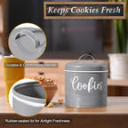 DAYYET Gray Cookie Jar for Kitchen Counter, 1 Gallon Vintage Cookie Jar with Airtight Lid, Large Food Storage Container for Candy, Cookies, Dessert, Farmhouse Kitchen Decor and Accessories