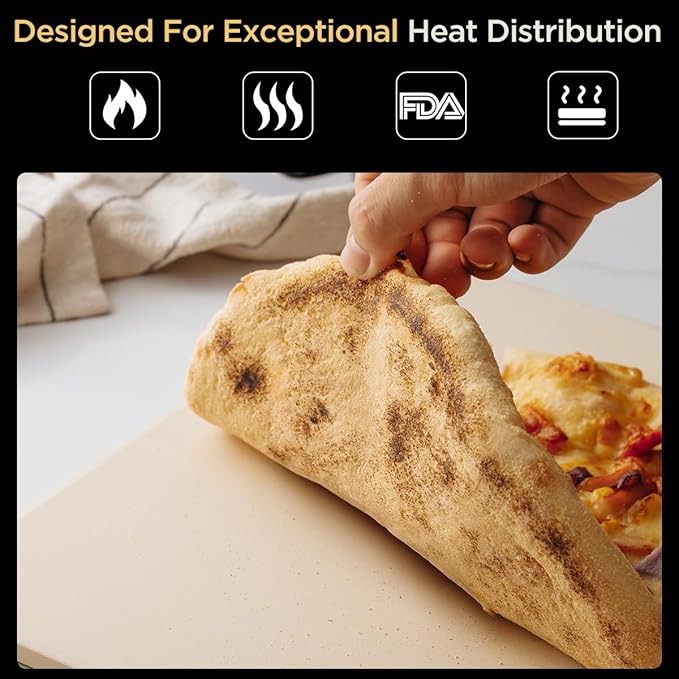 Pizza Stone for Oven and Grill, Heavy Duty Cordierite Baking Pan, Rectangular Baking Stone for Bread, Cookie,15x12 Inch