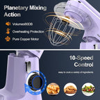 Honinst Stand Mixer, 6.5QT 10-Speed Tilt-Head Electric Stand Mixer, 3-In-1 Kitchen Mixer with Bowl, Dough Hook, Whisk and Beater, Food Mixer for Baking, Cake and Most Home Cooks, Purple