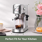 Gevi Espresso Machine 20 Bar - Auto Milk Frother & Steam Wand, NTC Temp Control, Compact Stainless Steel Cappuccino Maker, Ideal for Coffee Lovers & Home Baristas